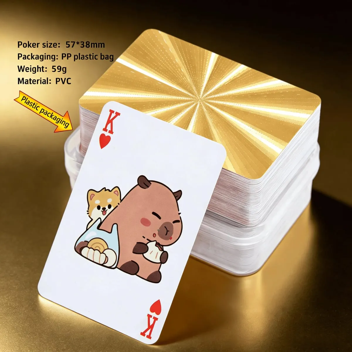 Waterproof PVC Cards Mini Poker Set Gold Foil Playing Cards Pet-Themed Poker Black Luxury Cards Men's Gift Idea Party Game