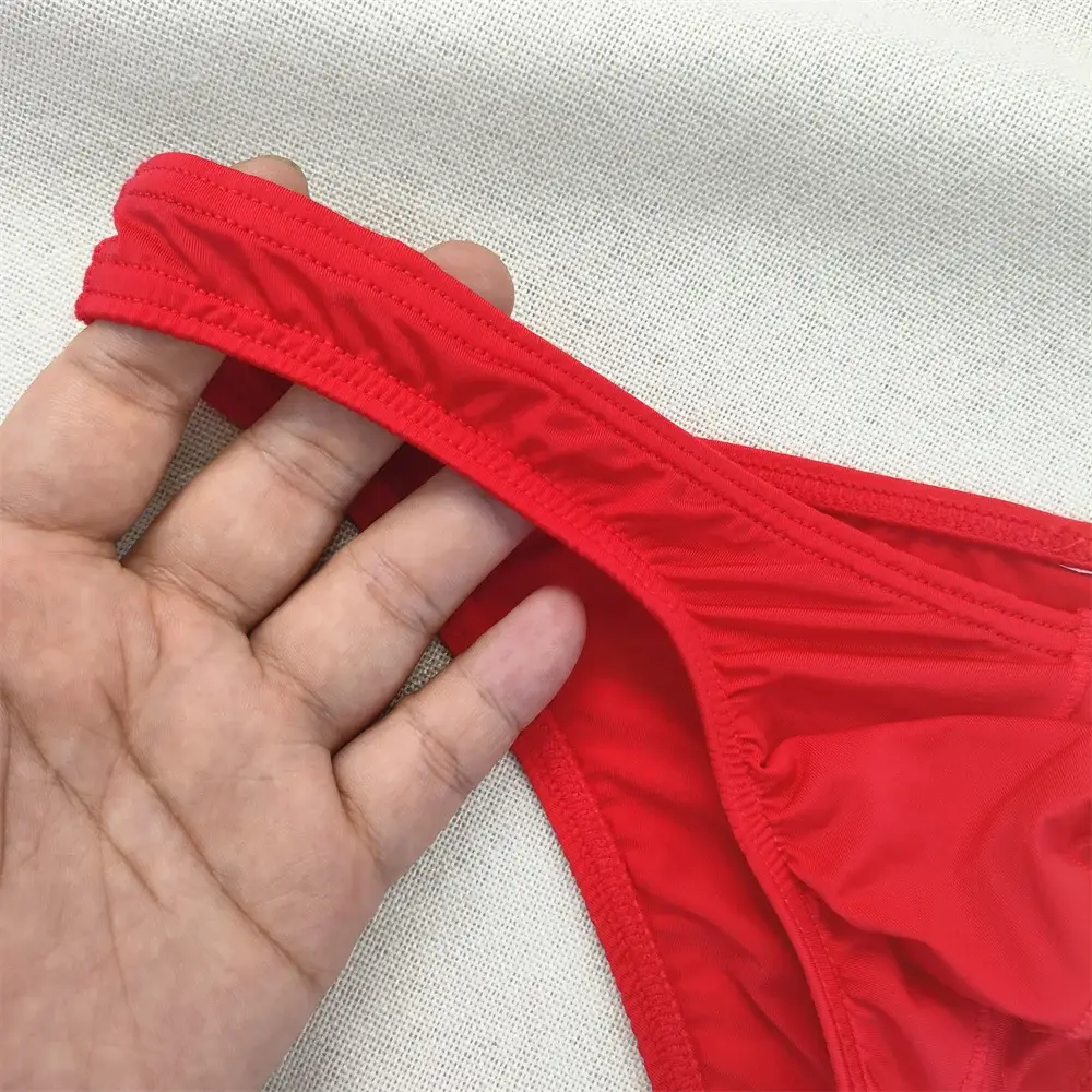 Men's Ultra-low Waist Bugle Pouch Bikini Briefs Sexy Tight Transparent Underwear Male Ice Silk Ultra-thin Underpants Plus Size