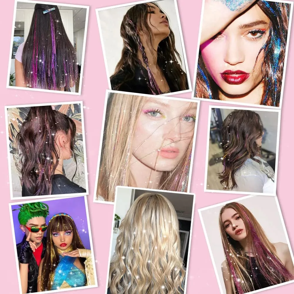 Klip Hiasan Rambut dalam 12 Keping Kit Hiasan Rambut untuk Kanak-kanak Perempuan Klip Aksesori Rambut Kilauan Sintetik 20 inci dalam Sambungan Rambut untuk Wanita