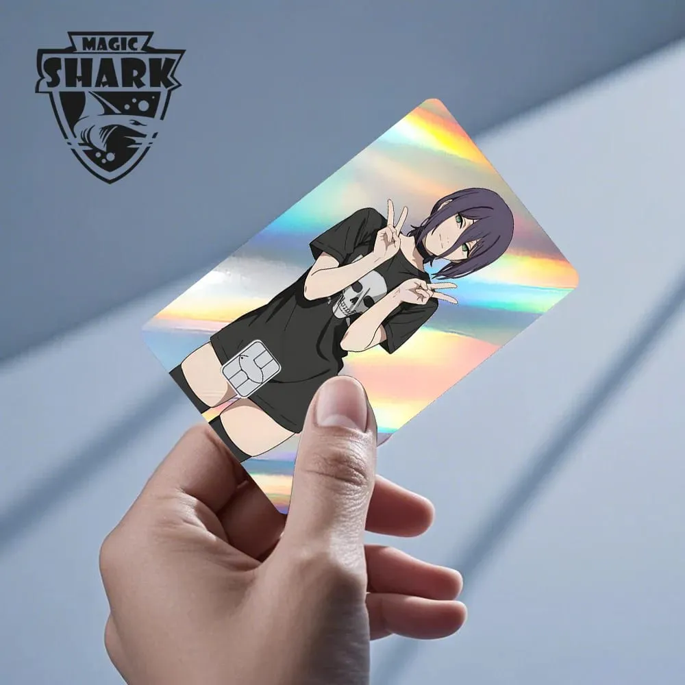 Magic Shark Reze Pretty Girl Holographic Shinny Laser Skin Credit Debit Bank Film Skin Cover Sticker
