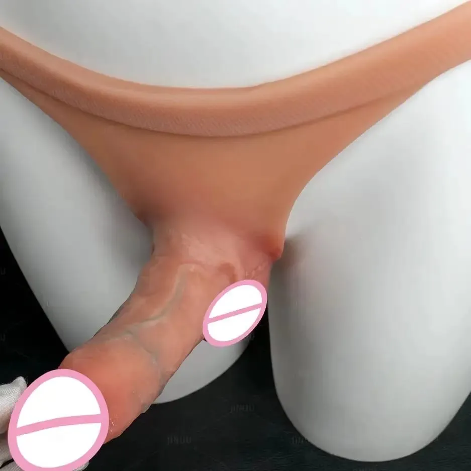 Tali silikon pada Dildo Untuk Lesbian Gay Boleh Digunakan Semula Pepejal Batang Kulit Perasaan Dildo Seluar Tali Tali Zakar Mainan Seks untuk Wanita 18+