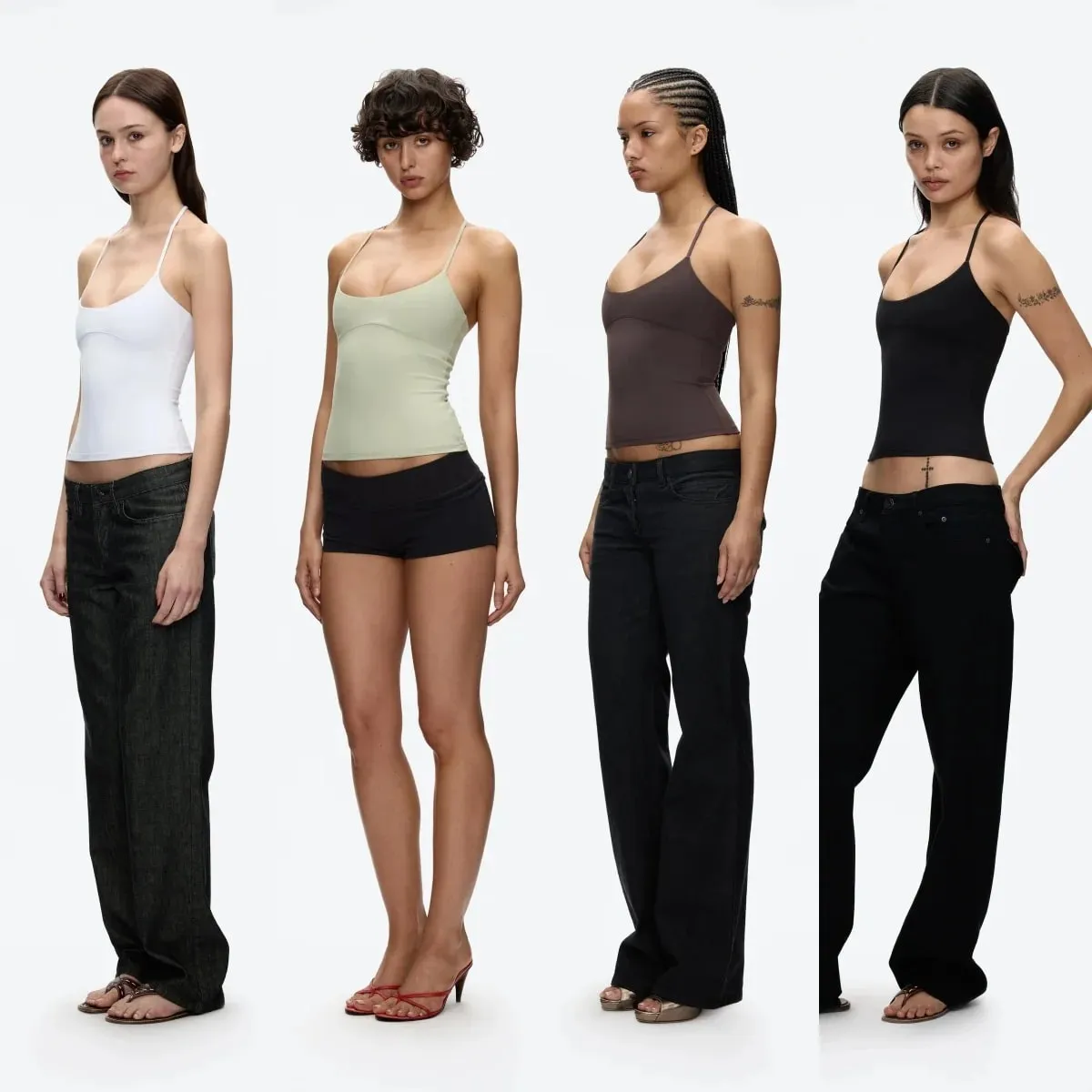 Tank Cross-Back Halter Top Tailored Waist-Cinching Camisole U-Neck Halter Tank Top Metal Embellished Slim-Fit Top for Layering or Wearing Alone