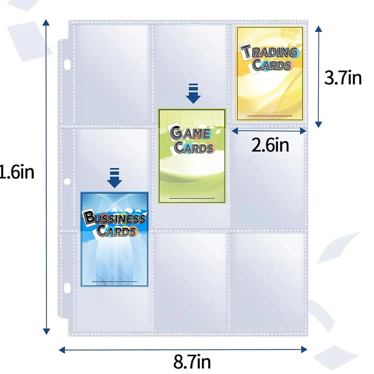 50-250 Pack 9 Pocket Page Protectors Card Sleeves Double Sided Holder Binder Pages Album Fit for YuGiOh MTG Game Sports Cards