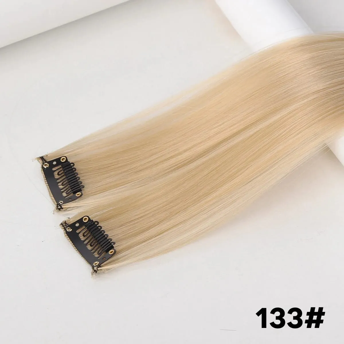2PCS synthetic color hair extension piece wig women's highlighting clip hair heat-resistant wig piece long straight hair