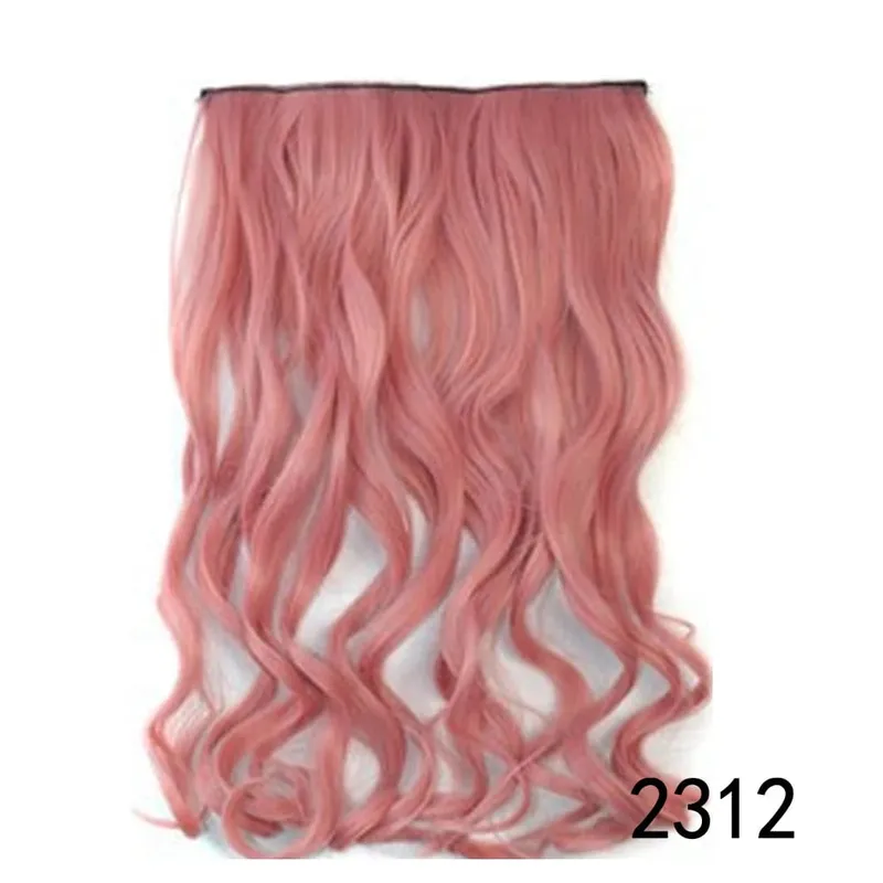 Longo reto encaracolado uma peça 5 clipes clip-in extensões 22 Polegada penteados resistentes ao calor cor mistura loira pedaço de cabelo para mulher