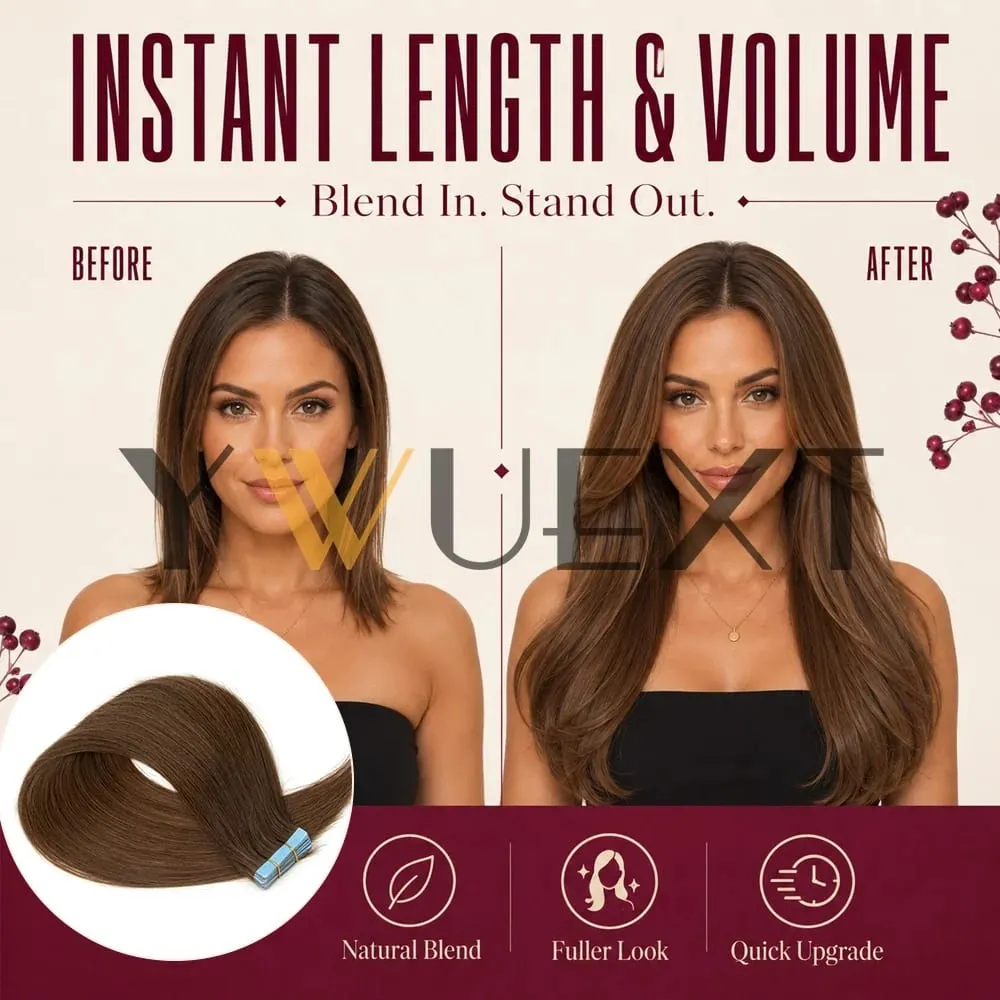 Tape In Human Hair Extensions 10Pcs/30g Per Pack Remy Real Human Hair Straight Natural Black Brown Blonde Multi‑Colors Seamless Skin Weft Tape Hair Extensions For Women
