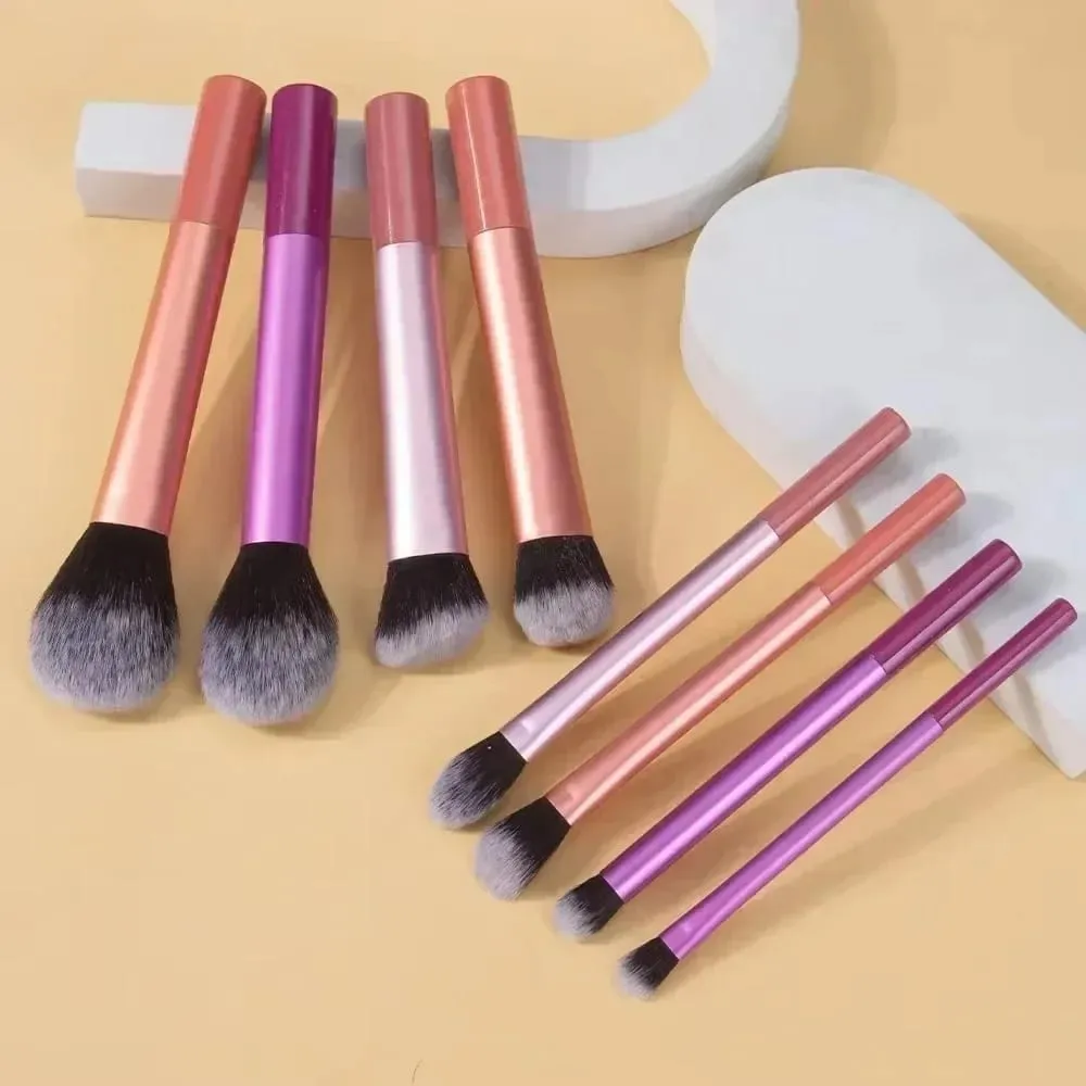 8pcs Pro Easy to Clean Makeup Brush Set - Soft Premium Synthetic Hair Cruelty-Free Foundation Blush Eyeshadow