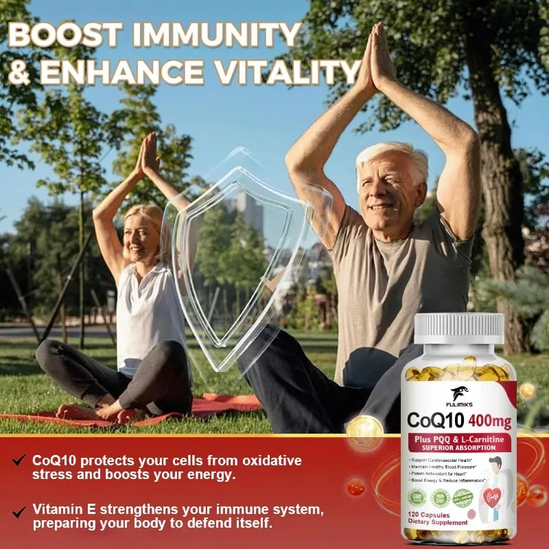 Buy 2 Get 2 Free! CoQ10 Ubiquinol 400mg Capsules Superior Absorption for Heart Health Cellular Energy & Antioxidant Defense