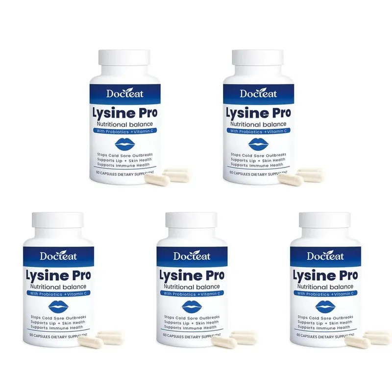 Lysine Pro Capsules with Probiotics and Vitamin C for Skin Health and Digestive Balance and Zinc for Men Women 60 Capsules