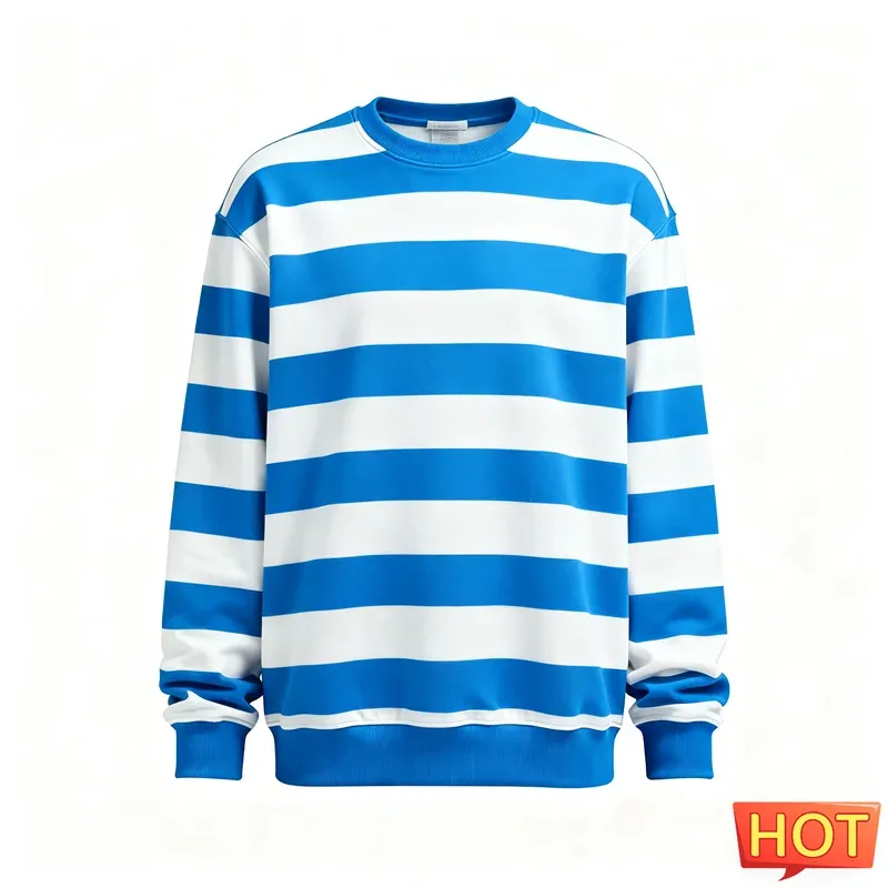 Fashion Striped Graphic Sweatshirts For Men Simple Trendy Long Sleeve 3D Printed Ugly Sweatshirt Casual Oversized Pullovers Tops