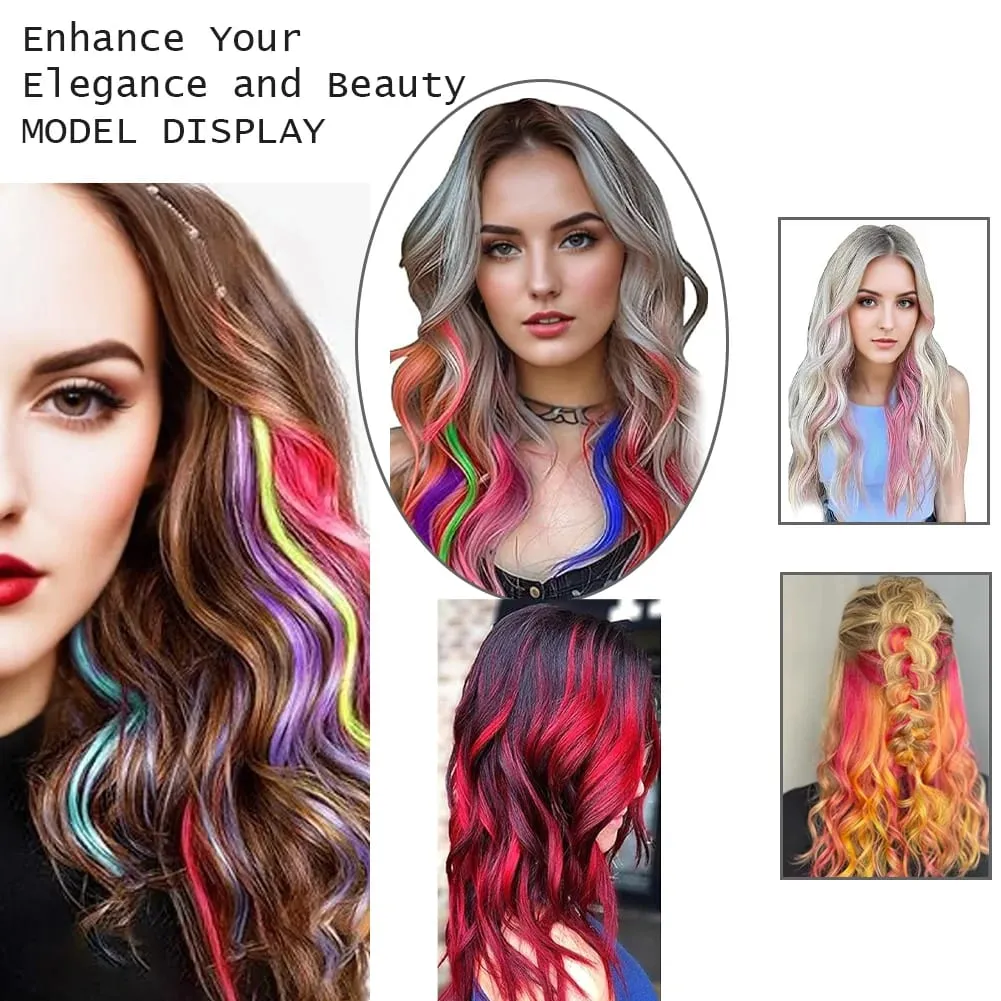 10pcs Colored Party Highlights Clip in Hair Extensions for Girls 18 inches Omber 2 colors Straight Hair Synthetic Hairpieces