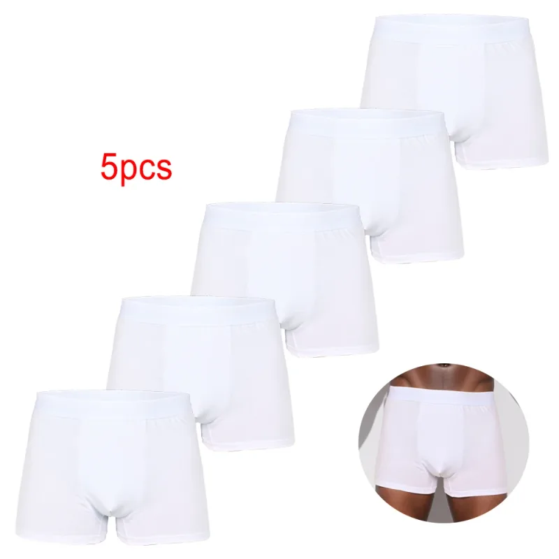 5pcs Pack White 2024 Men Panties Polyester Underwear Male Brand Boxer And Underpants For Homme Luxury Set Shorts Box Slip Kit