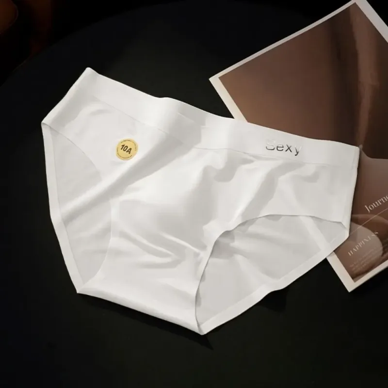 Solid Color Summer Thin Satin Briefs Men Simple Underpants Ice Silk Panties Quick Dry Breathable Seamless Underwear Men Gift