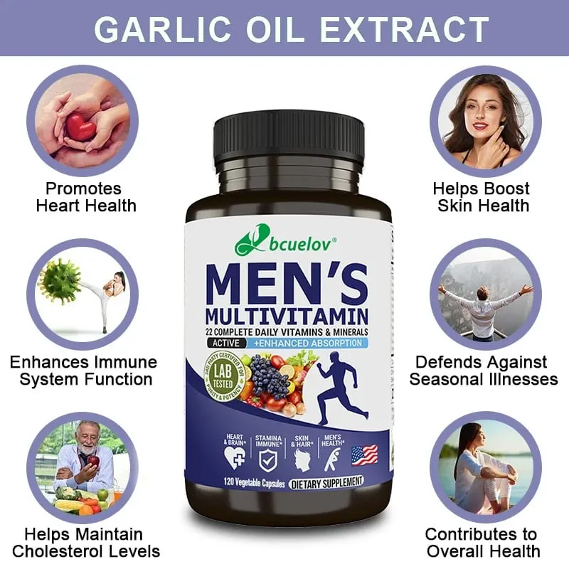 Men’s Multivitamin & Mineral Capsules High Absorption Antioxidant Supplement for Energy Immune Bone Skin & Overall Wellness
