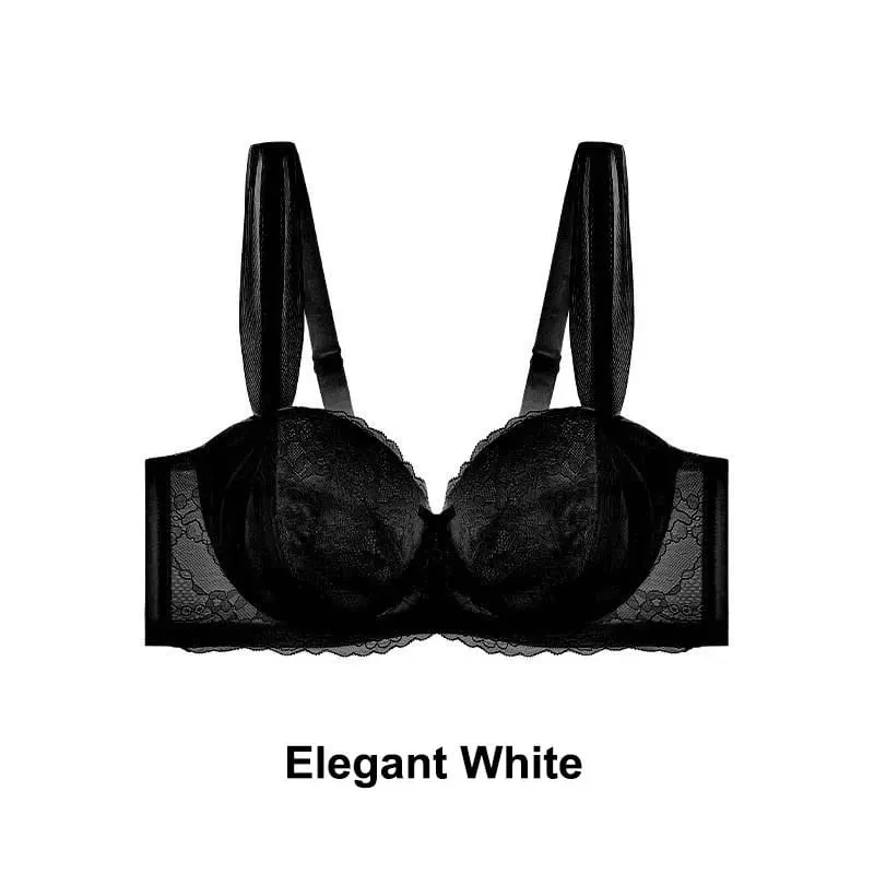 Women French Lace Minimizer Bra For Large Bust Anti Sagging Full Coverage Plus Size Underwire Bra Gathering Support Lingerie