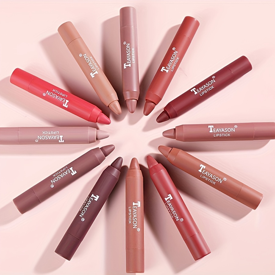 Set Lipstik Misty Matte 12 Warna: Lip Liner & Primer Beludru Seksi Tahan Noda Tahan Lama untuk Riasan Wanita