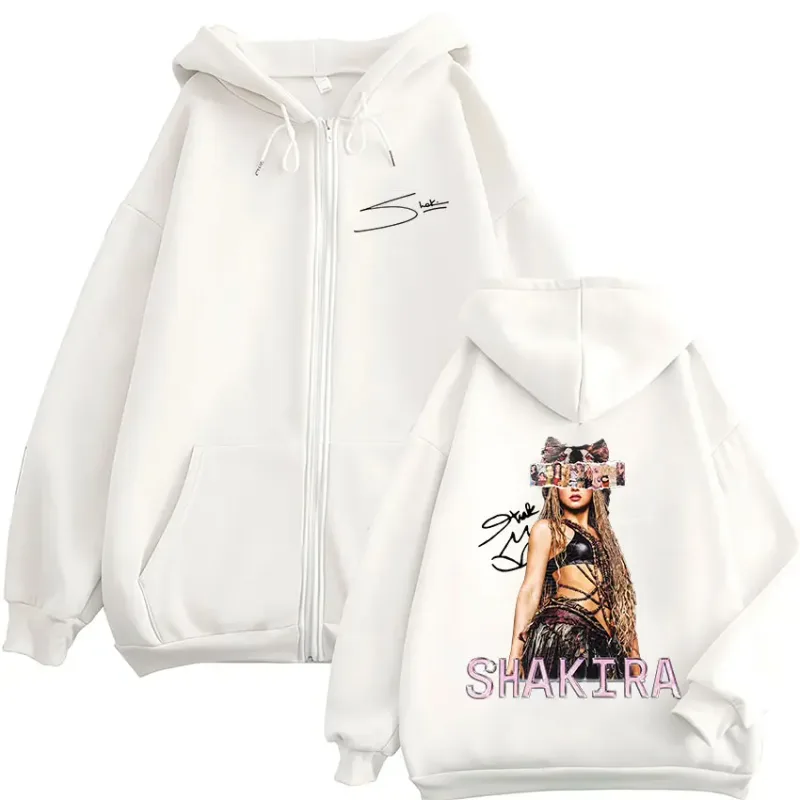 Shakira LMYNL Las Mujeres Ya No Lloran Tour Merch Zipper Hoodies Men's Women Casual Long Sleeve Zip Up Sweatshirts Jackets Coat
