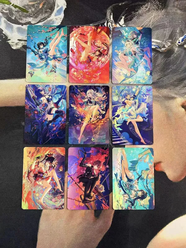 DIY Fanmade Mixed Genshin Honkai Waifu holografické laserové flash karty sběratelské herní hry