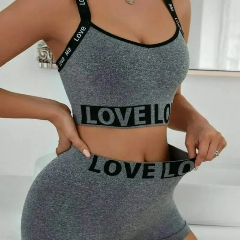 Women's Alphabet Sportswear Lingerie Set Camisole Vest Beautiful Back Outdoor Fitness Suit Women's Bra Set