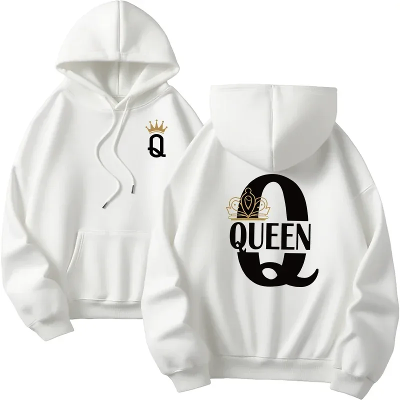 Gran oferta, sudaderas con capucha para hombre y mujer, sudaderas con estampado King Queen, ropa informal versátil para parejas, jersey diario para Otoño e Invierno Y2k