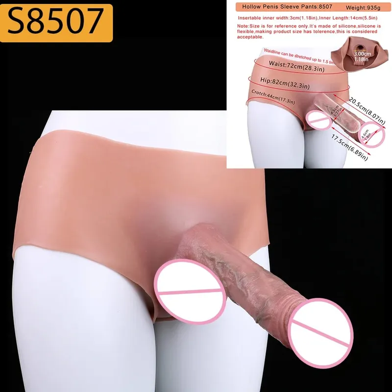 Reusable Hollow Penis Sleeve Pants насадка на член Realistic Male Dick Extender Sex Toys Couples Sex Pleasure Products