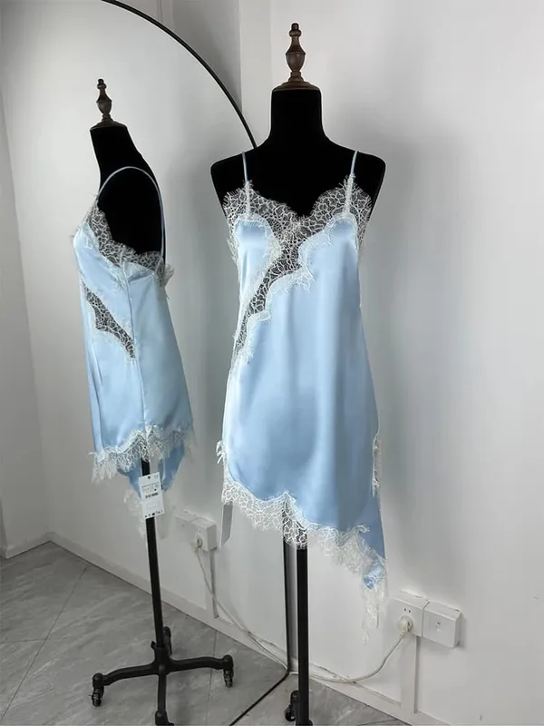 Trendix Black Lace Slip Dress Women exy Hollow Out Sleeveless Short Dresses Party Club Ruffle Loose Elegant Backless Mini Dress