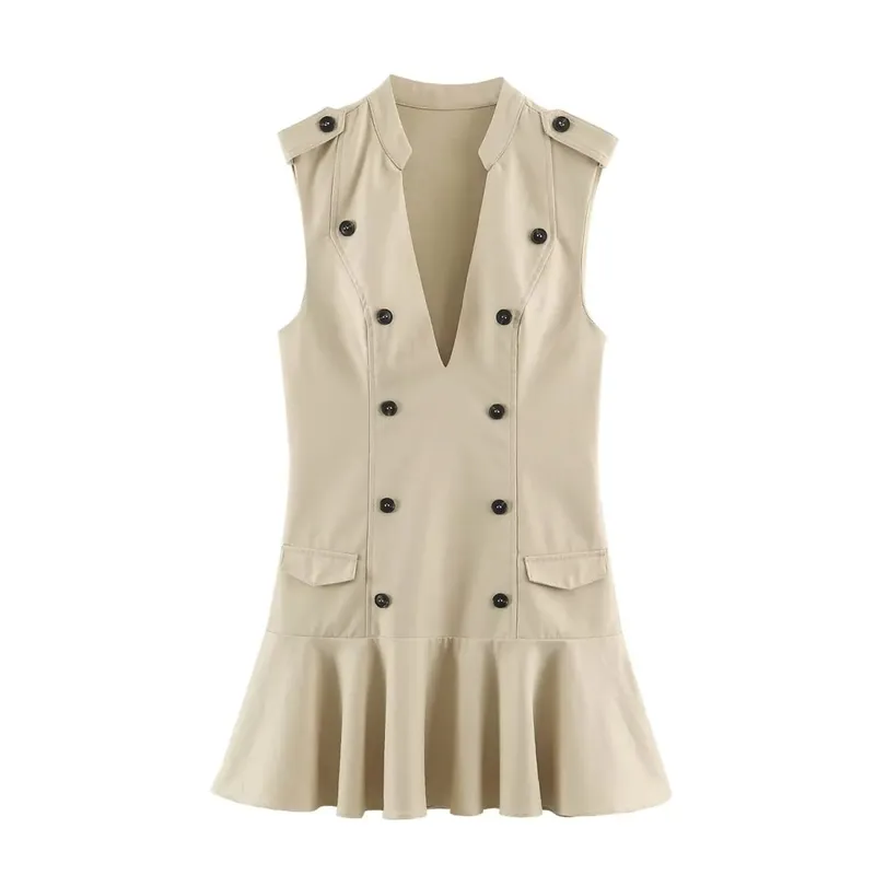 Chic Solid Fashion 2026 Women Mini Dress Autumn Holiday Zipper Ruffles Sleeveless Dresses Elegant Female Slim Vestidos