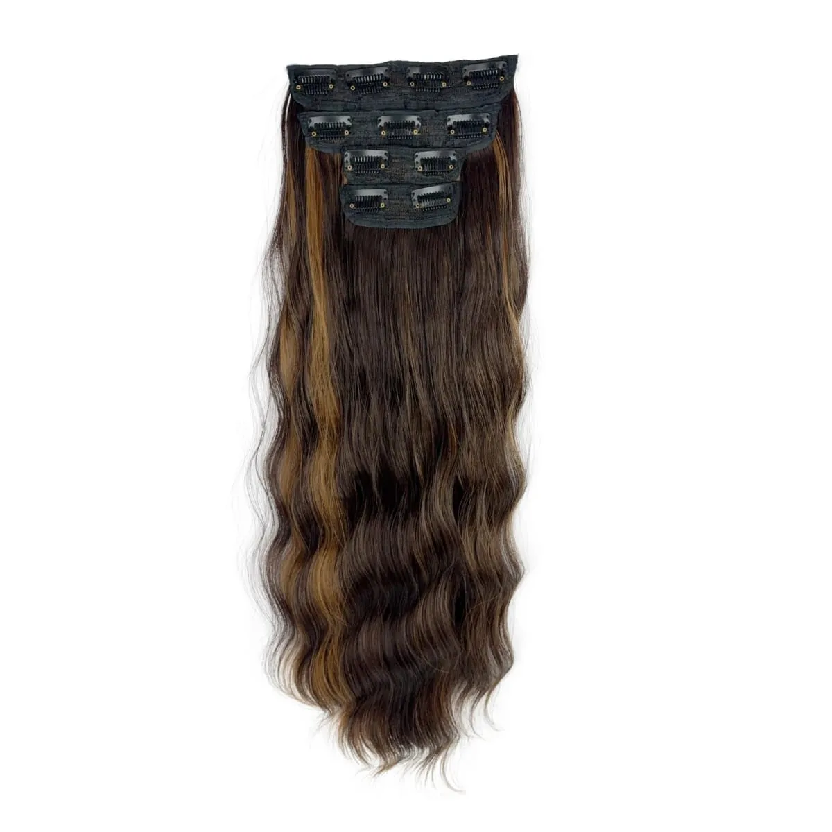 4-Piece Set Women's Synthetic Clip-in Wig Extensions Long Wavy Thick Clip-in Wig Pieces Voluminous Wig