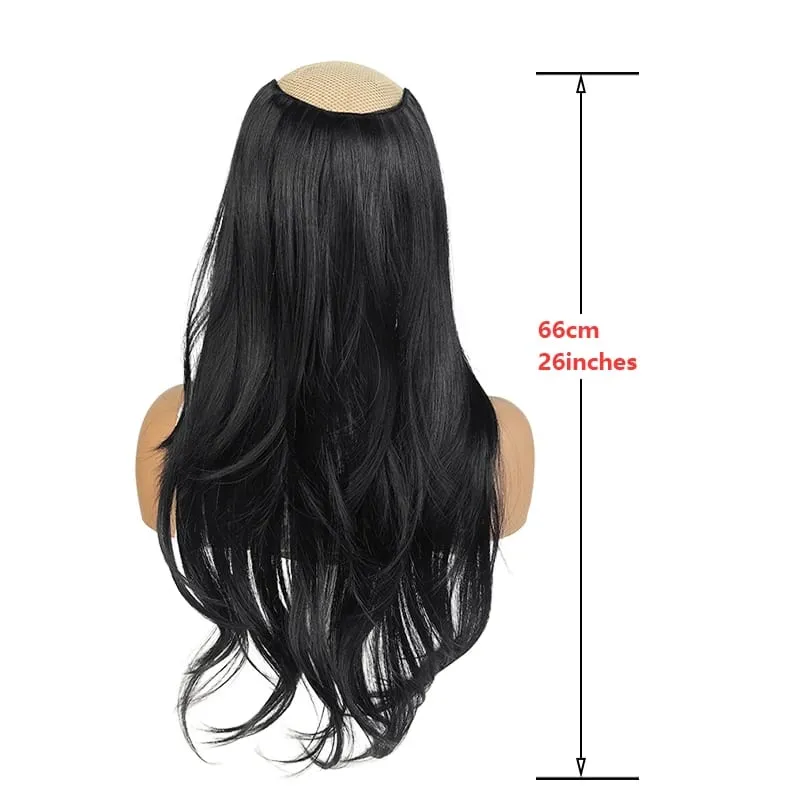 26 Inch Synthetic Clip-In Hair Extension V-Shape Layered Wig for Short to Long Instant Transformation