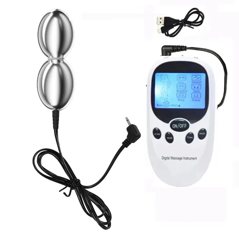 SM Electric Shock Double Balls Anal Butt Plug Prostate Massager E-stim Sex Toys For Men Gay Women Vagina Stimulation Ass Dilator