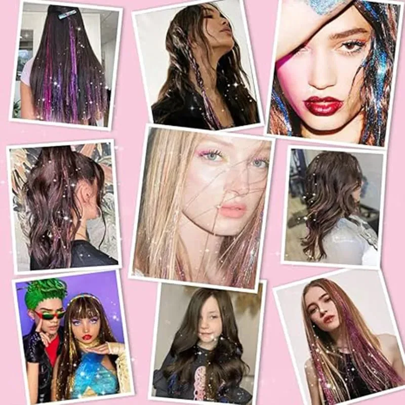 Clip hair synthetic 12-pack BB clip laser gold silk shiny wig tinsel hair women's highlighting color hair extension