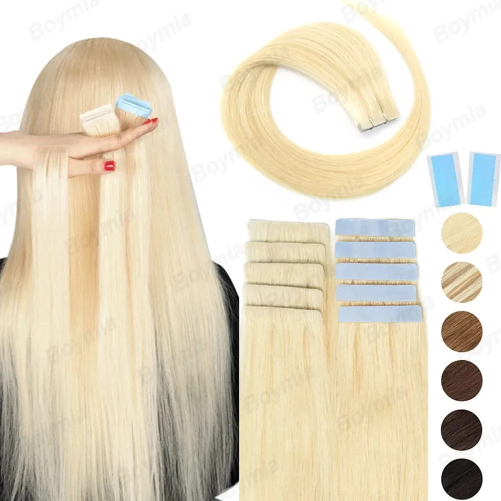 Tiêm Băng trong Phần Mở Rộng Tóc Con Người Băng Vô Hình trong Phần Mở Rộng Tóc 1B Tự Nhiên Liền Mạch PU Sợi Ngang Băng Trên Tóc 10 cái/gói