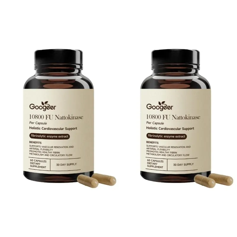 Nattokinase 10800 FU Capsules with CoQ10 Garlic Extract Daily Wellness Supplement 60 Count 30 Day Supply for Adults Men Women