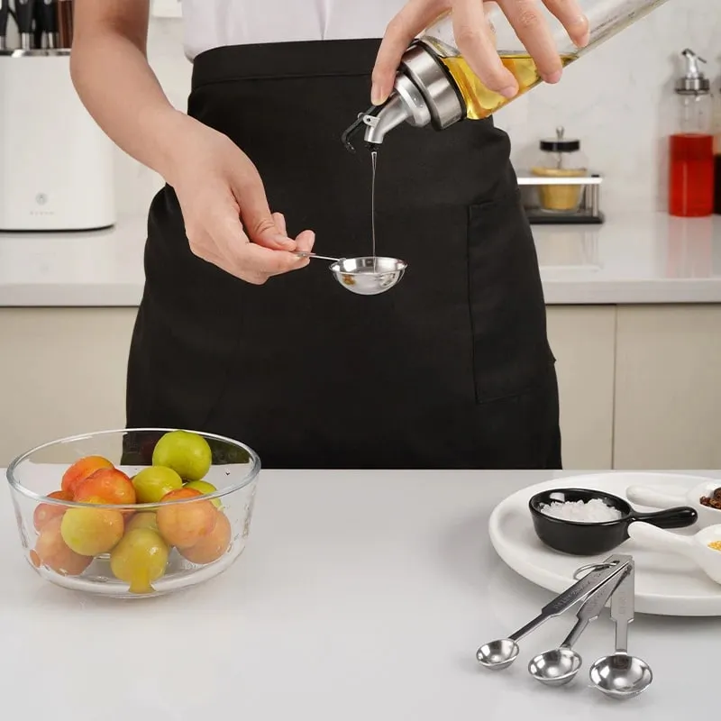 4Pcs Stainless Steel Measuring Spoons Set Tablespoon with Metric and UK Measurement Measure Spoon for Baking Liquid Solid Powder