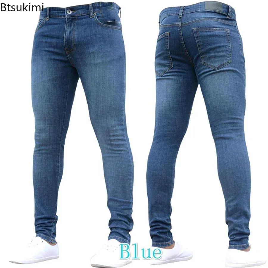2026 Men's Casual Jeans Pantalon High Waist Zipper Stretch Jeans Panlalaking Slim Fit Pantalon Panlalaking Lapis na Pantalon Denim Skinny Jeans para sa Mga Lalaki