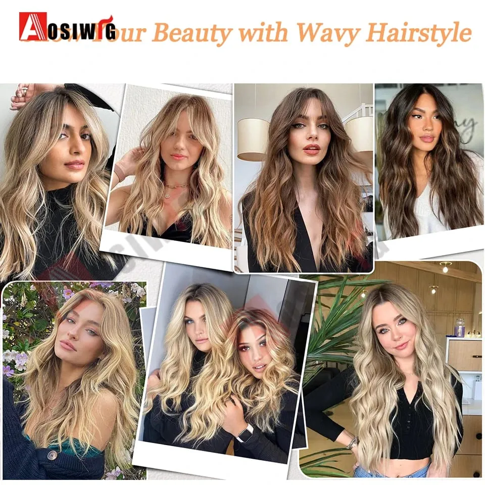 22 Inch Long Wavy Synthetic Hair Topper For Women Clip In Hairpiece Crown Hair Extension With Base Cover Thinning Hair Add Volum
