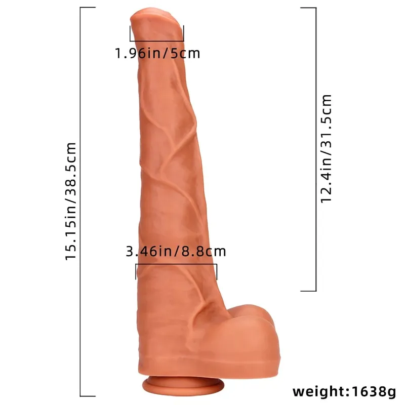 Consolador de caballo súper grande de 38,5 cm con ventosa, sensación de piel suave, pene enorme, falo grueso, tapón Anal, Miembro grande, Juguetes sexuales para mujeres