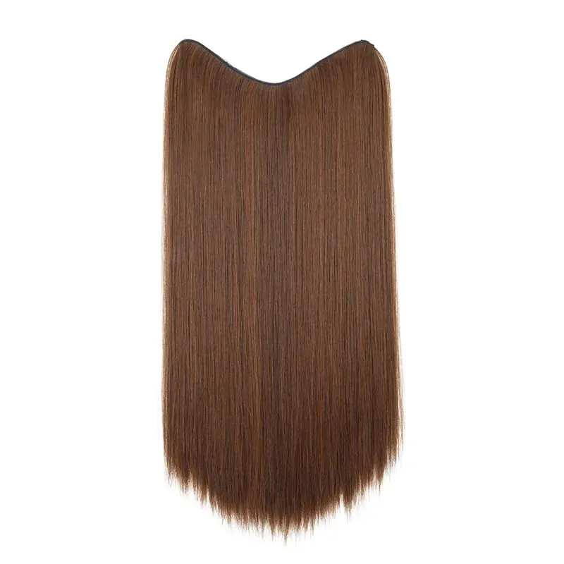 24Inch Synthetic Long Straight One Piece 4 Clips Hair Extensions Invisible Hairpiece Soft Fake Hair For Women Daily Wear