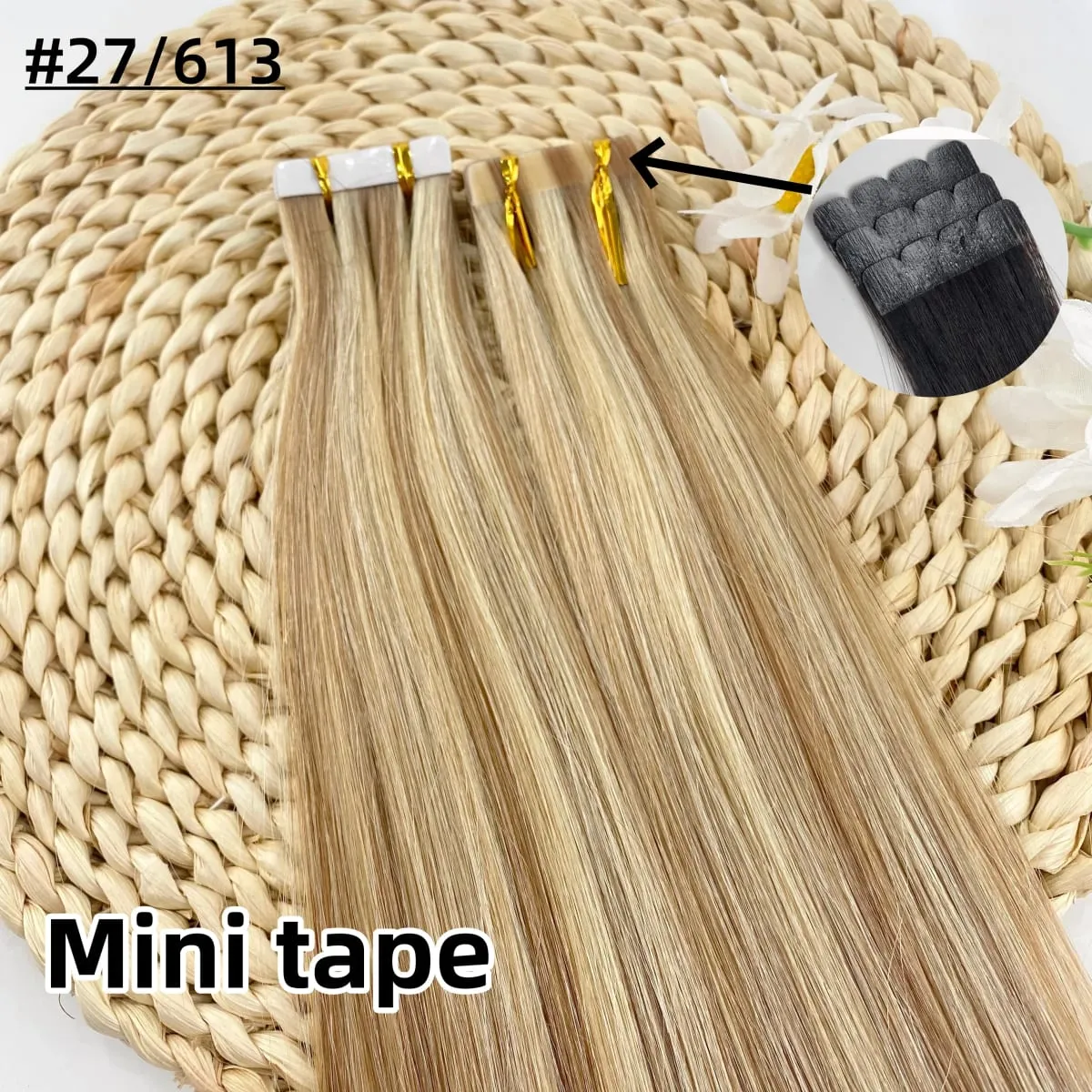 Mini Tape Hair Extensions 18"-30" Machine Remy Skin Weft Adhesive Tape In 100% Human Hair Natural Black Brown Blonde Tape On