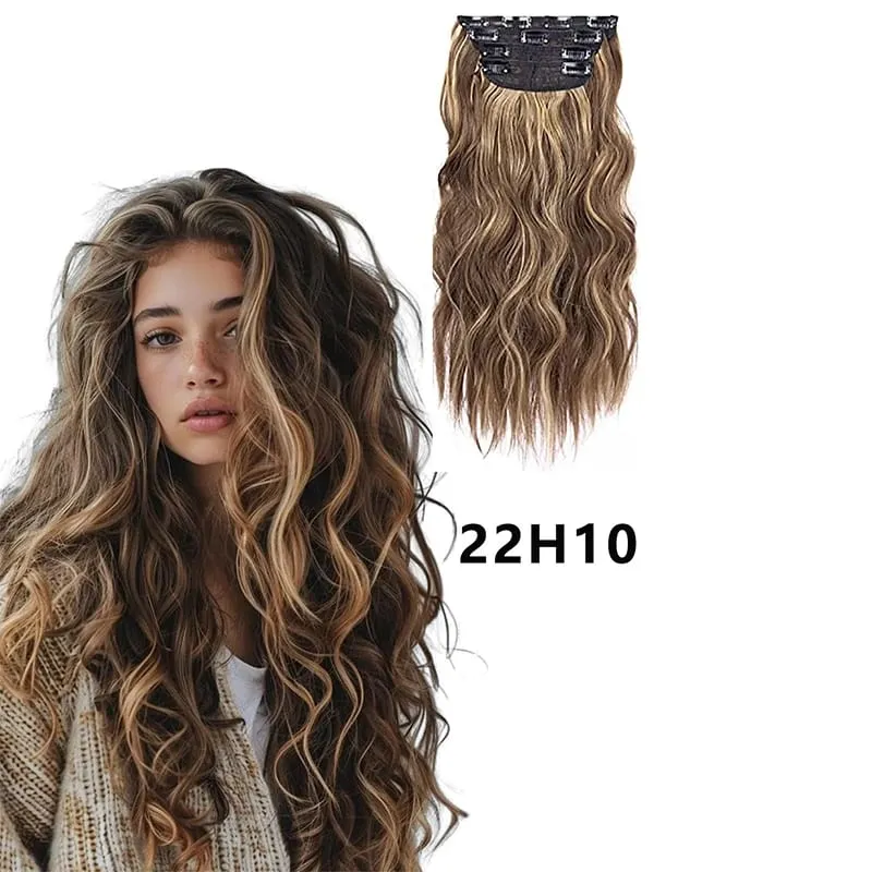 Long Wavy Synthetic Hair Extension 4pcs Clip In Hair Extensions Clip In 20 Inches Synthetic Soft And Natural Thick Hair Pieces
