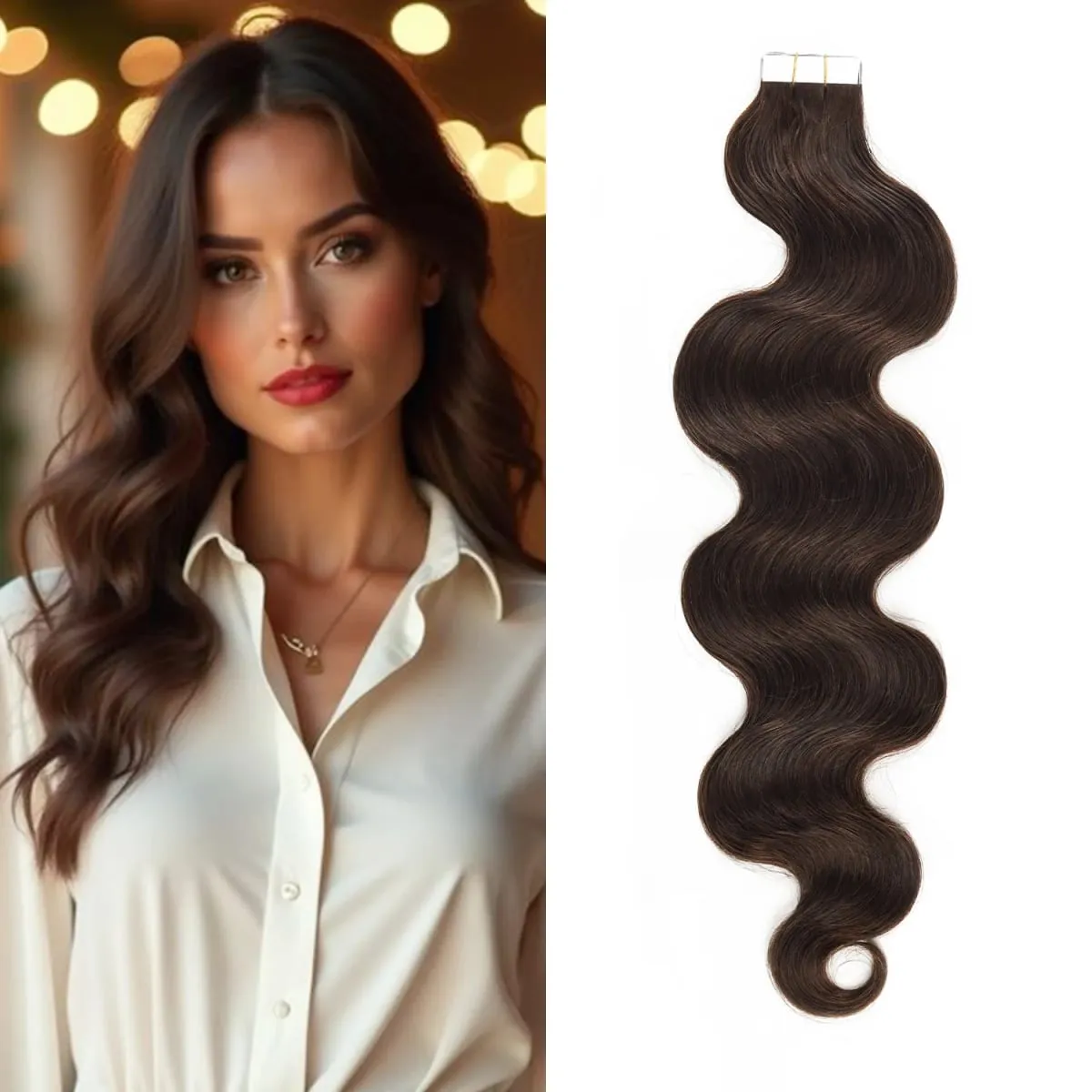 20pcs/pack Tape in Human Hair Extensions Body Wave Tape in Extensions Real Human Hair Seamless Tape in Real Human Hair Extension