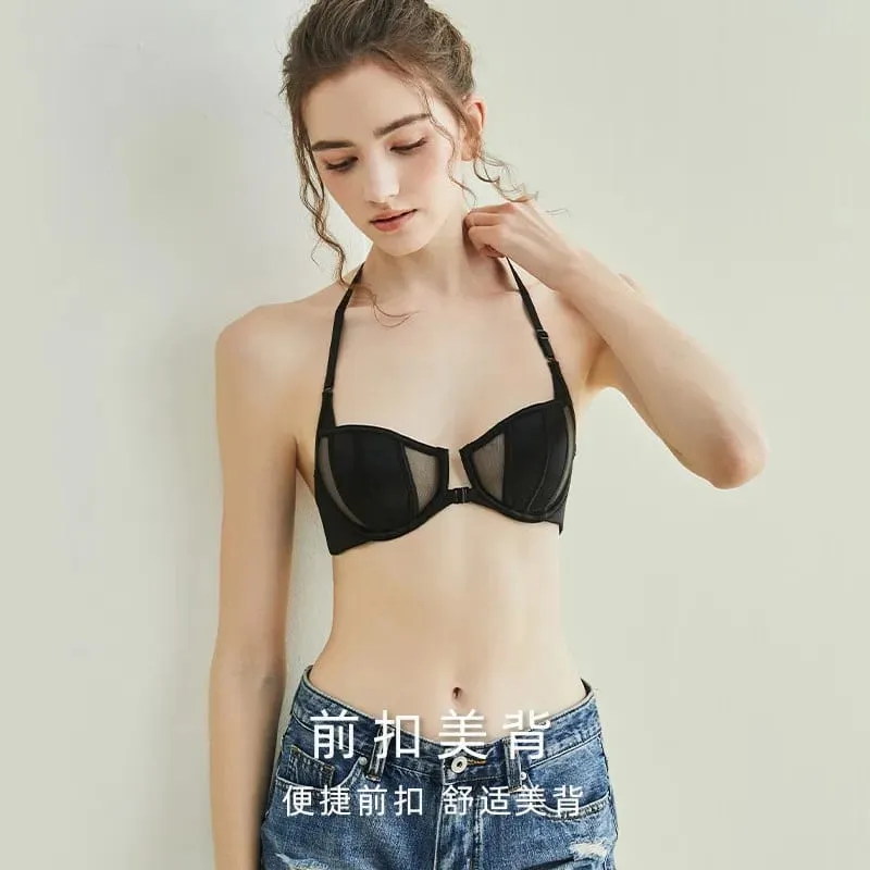 high quality satin sexy women bras and brief set push up A B C cup front closed wire summer lingerie underwear black white khaki