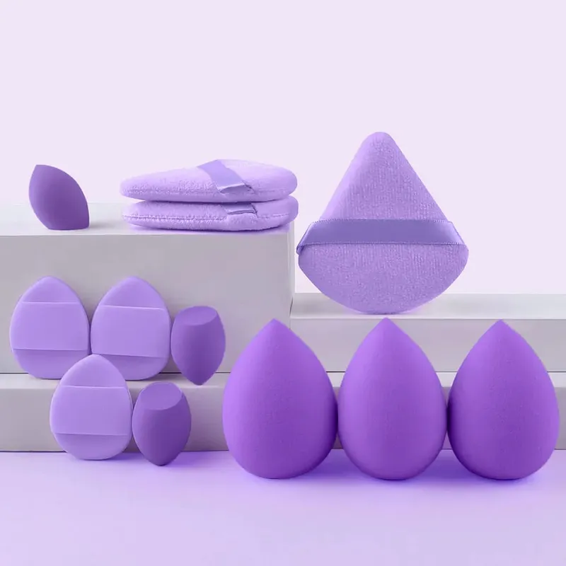 12Pieces Portable Makeup Sponge Set Portable Foundation Cosmetic Puff for Face Concealer Mixing Beauty Sponge Liquid Cream Power