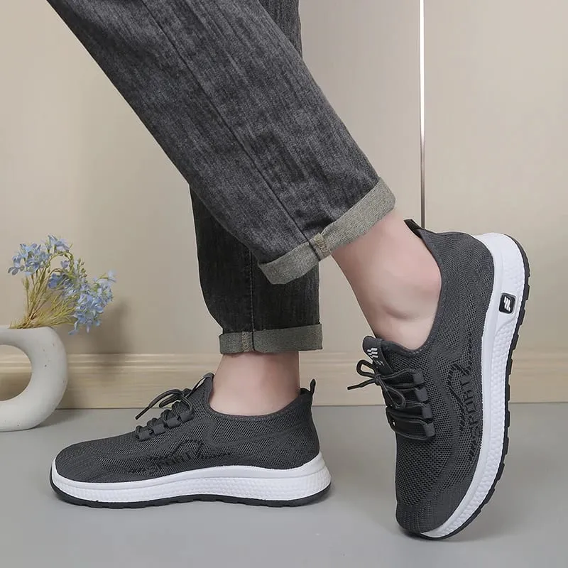 Tênis esportivo de malha respirável masculino, sapatos de caminhada confortáveis ​​e leves, calçados esportivos casuais para uso diário