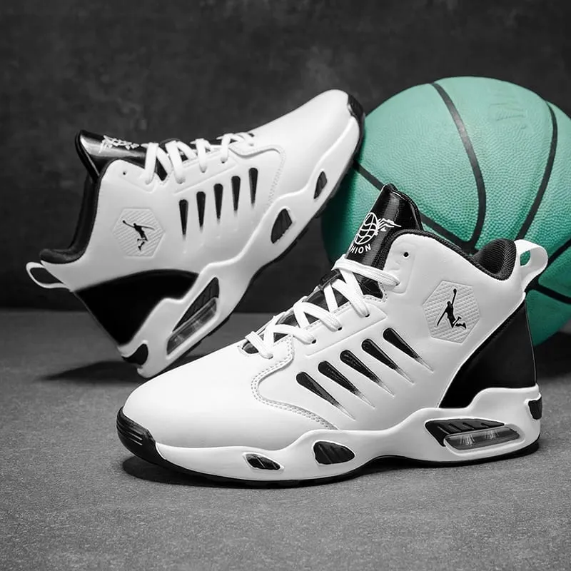 Men's High-Top Basketball Shoes Feature a Breathable Mesh Design for Maximum Comfort Outdoor Shock-Absorbing Running Shoes High-Rebound Cushioning Technology Make Running Smoother and More Comfortable Enhance Support Stylish White Design Su