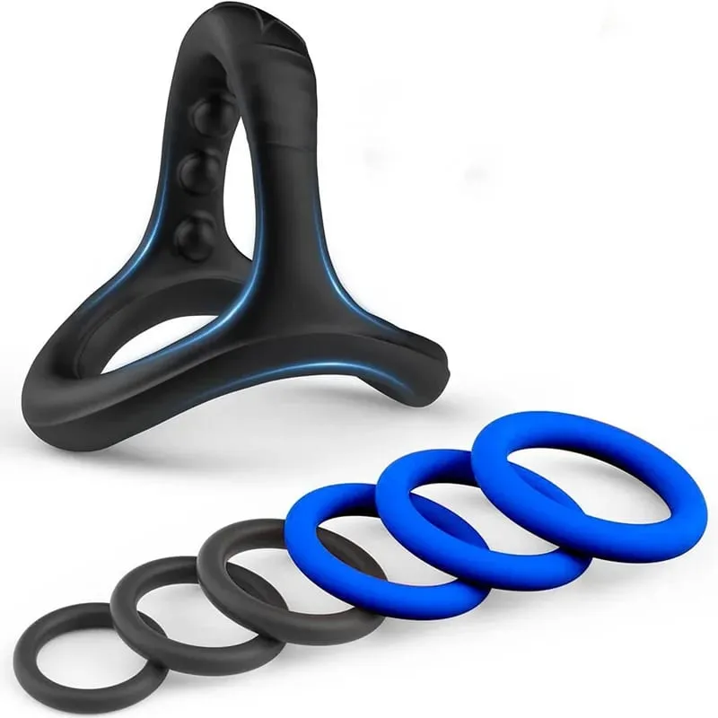 New 6pcs Silicone Penis Ring Ejaculation Delay Cock Rings Dick Erection Cockring Male Chastity Adult Sex Toys for Men — image 2