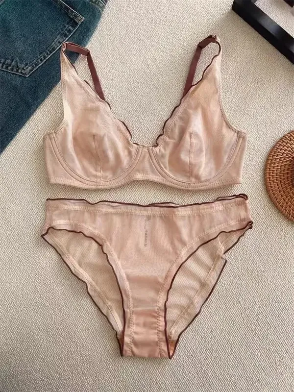 New Arrival Ladies Full Cup Bra Set Ultra Thin Minimizer Sexy Support Anti-Sagging Side Slim ABCD Everyday Comfort Lingerie Set