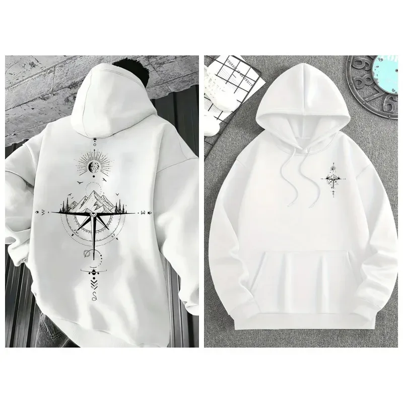 Men's Hoodies Long-sleeved Hooded Sweatshirts Compass Street Fashion Hoodie Harajuku Fashion Streetwear Classic Men Clothing