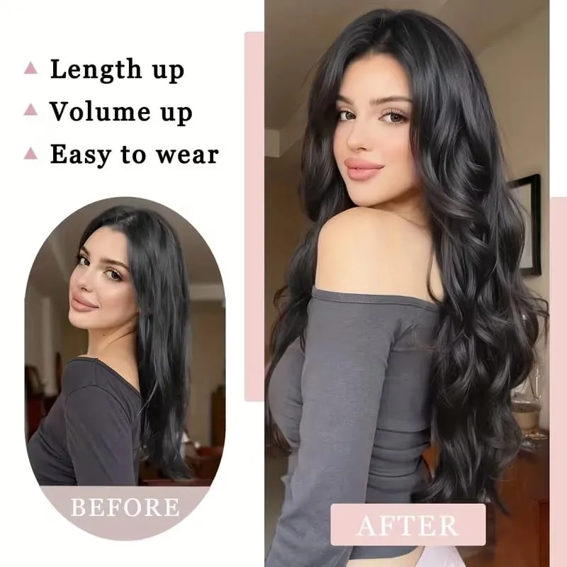 20Inch Synthetic Long Curly Clip In Hair Extensions High Temperature Heat Resistant Fiber Hairpieces for Women Daily Party