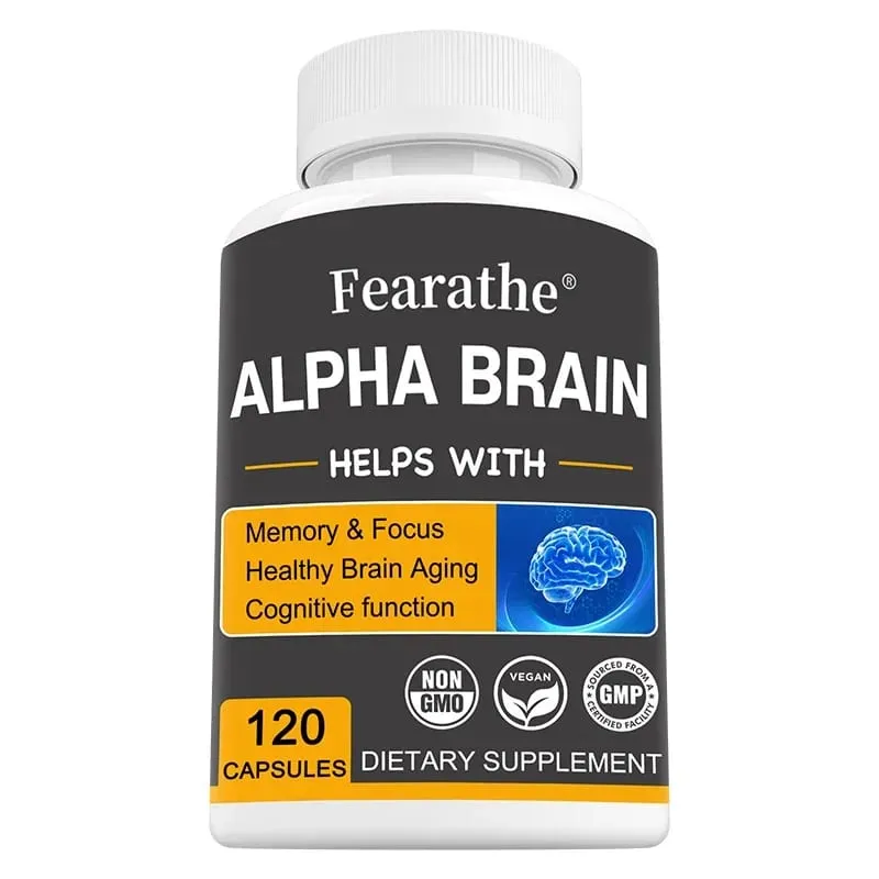 Alpha Brain Nootropics תוסף מוח לגברים ולנשים - זיכרון בהירות נפשית וקוגניציה עם ויטמין B6 Focus Capsules